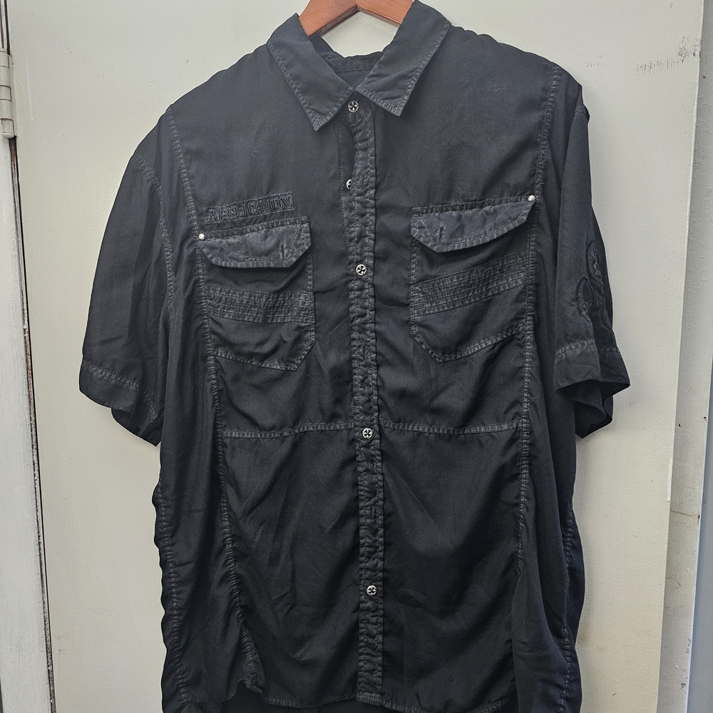 Affliction Black Casual Button Down Shirt Short Sleeve